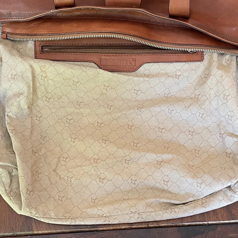 PIKOLINOS Cognac Leather & Suede Tote